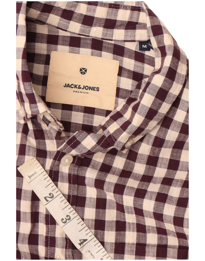 Camicia da uomo Jack & Jones in cotone a quadretti bordeaux medio