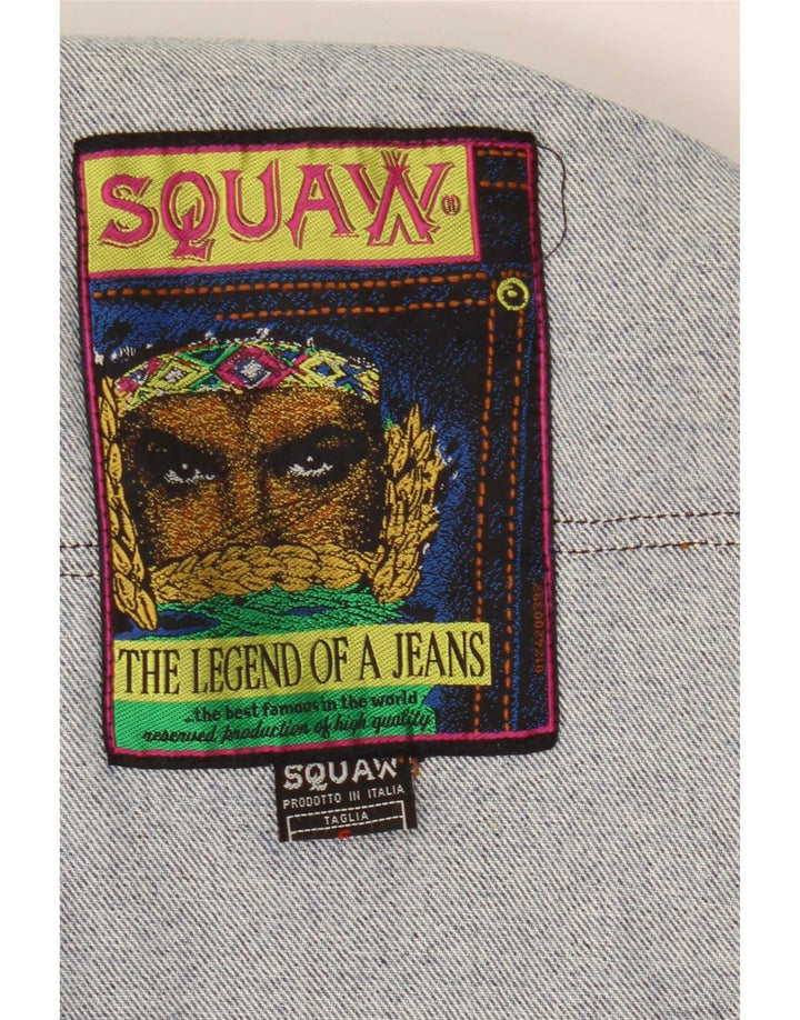 Giacca di jeans oversize corta da donna Squaw UK 10 piccola in cotone blu