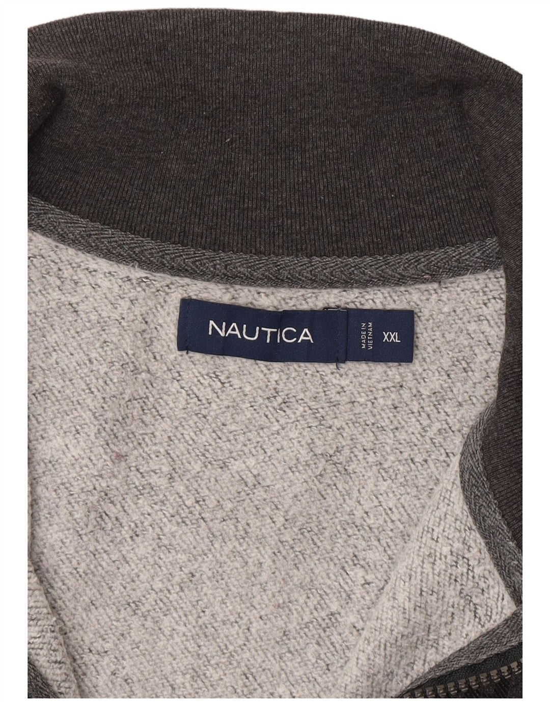 Felpa da uomo con collo con zip Nautica, maglione 2XL a quadri grigi
