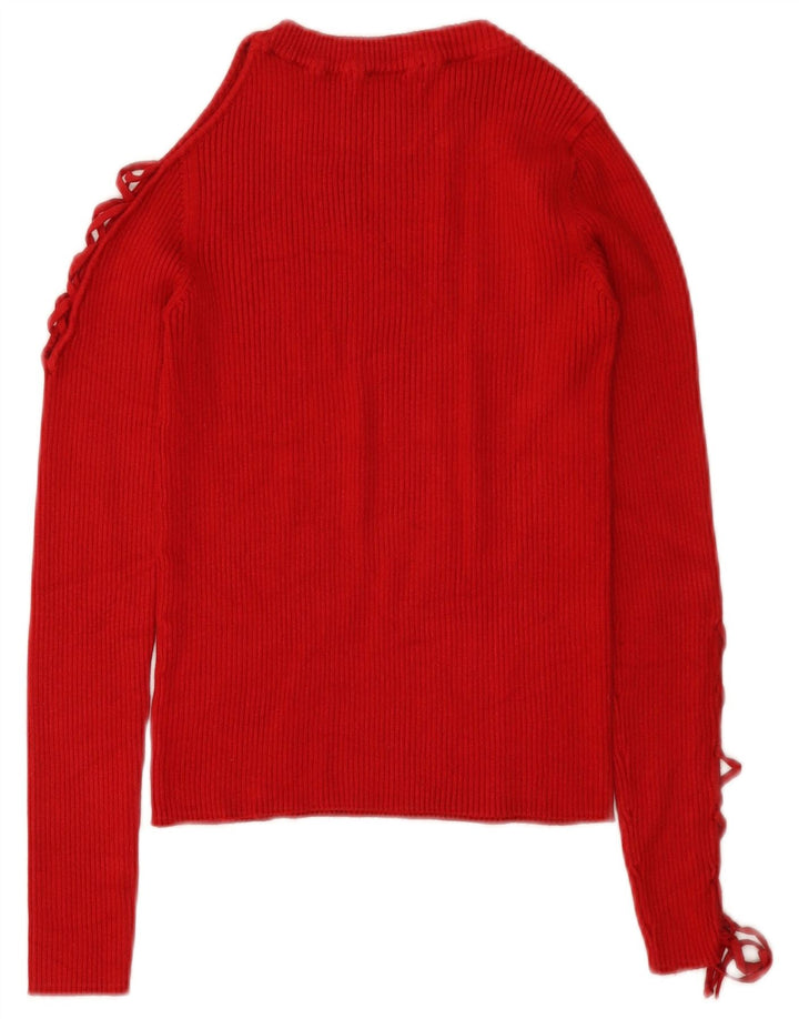 Maglione corto con scollo a barca da donna Zara UK 12 rosso medio
