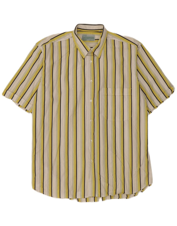 Camicia a maniche corte da uomo vintage taglia 42 16 1/2 grande cotone a righe bianche