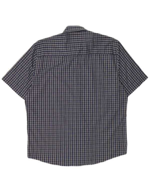 Camicia da uomo a maniche corte Regular Fit Pierre Cardin XL poliestere a quadri blu