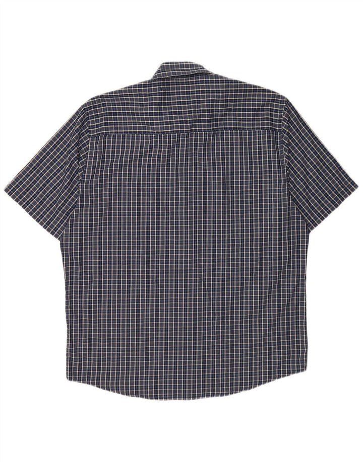 Camicia da uomo a maniche corte Regular Fit Pierre Cardin XL poliestere a quadri blu