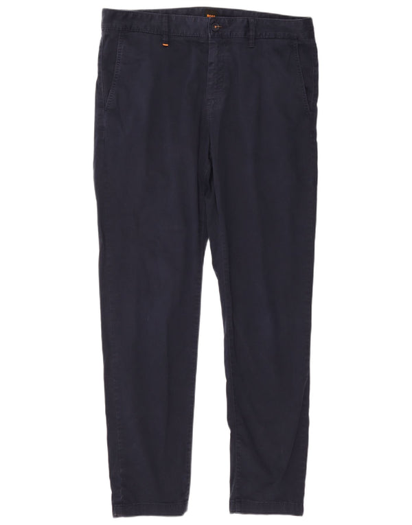 Pantaloni chino slim da uomo HUGO BOSS W36 L31 cotone blu navy