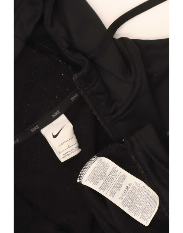 Felpa con cappuccio e zip Nike Therma-Fit da uomo in poliestere nero medio