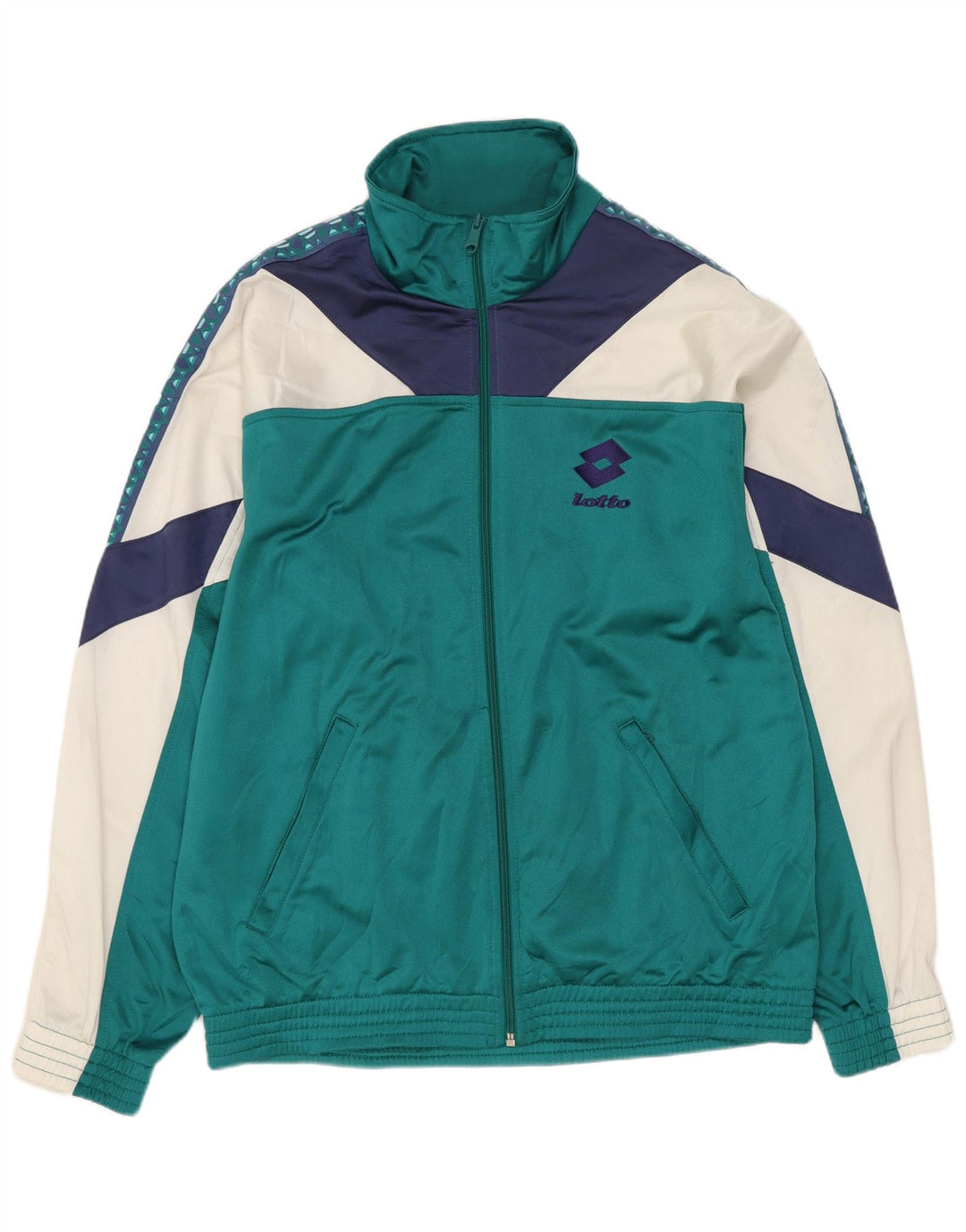 Giacca da tuta da uomo LOTTO UK 40/42 Large Turchese Colorblock