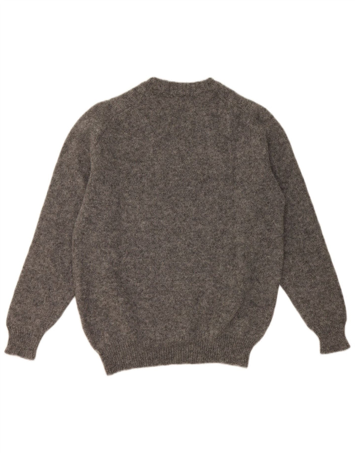 Maglione vintage da uomo girocollo IT 54 XL in lana vergine grigia