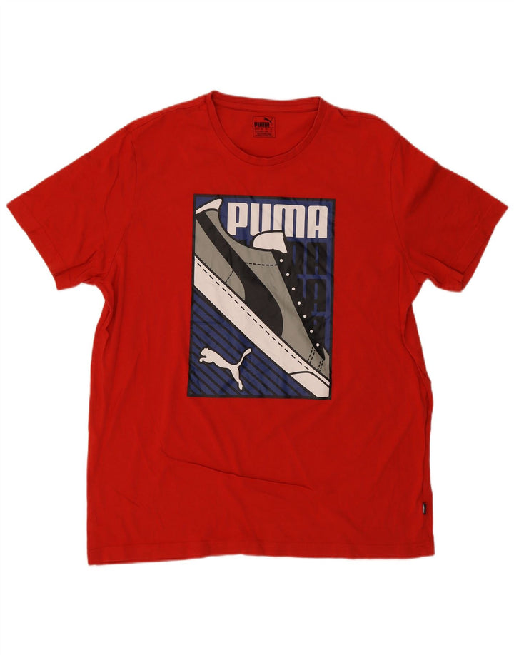T-shirt grafica da uomo Puma XL rossa in cotone