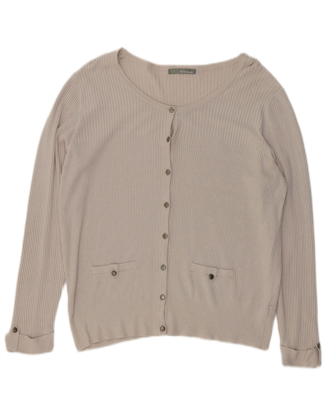 Maglione cardigan da donna Marks & Spencer UK 20 2XL Viscosa beige