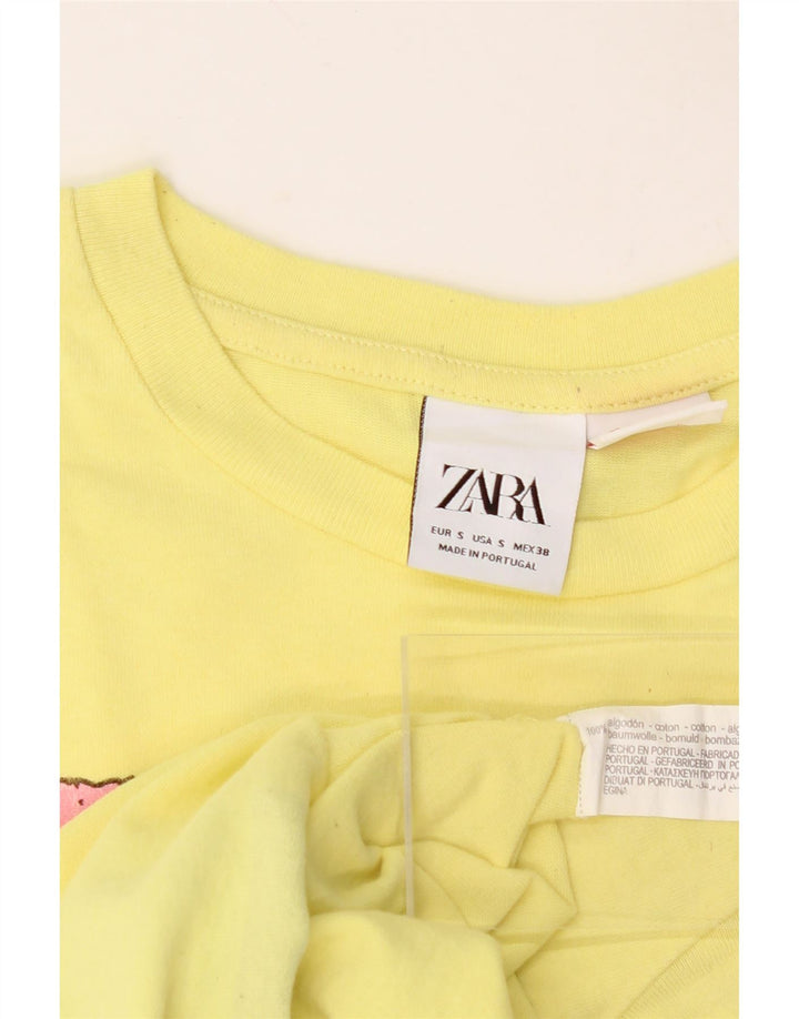 ZARA Mens Graphic T-Shirt Top Small Yellow Cotton Vintage Zara and Second-Hand Zara from Messina Hembry 