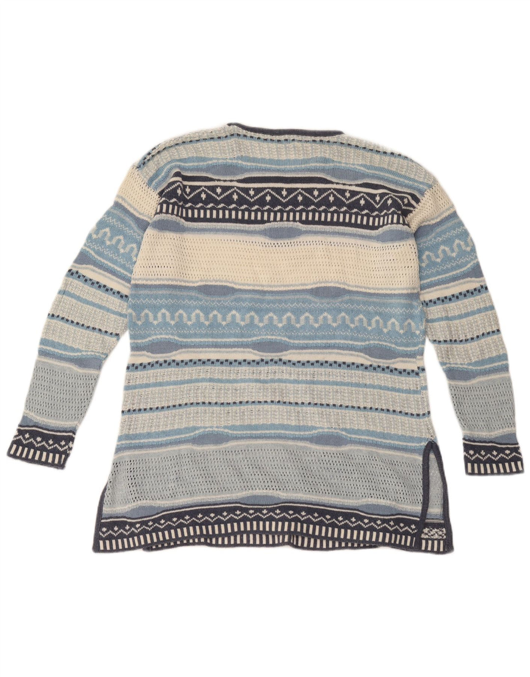 Maglione maglione vintage da donna con scollo a barca UK 12 a righe multicolori medie