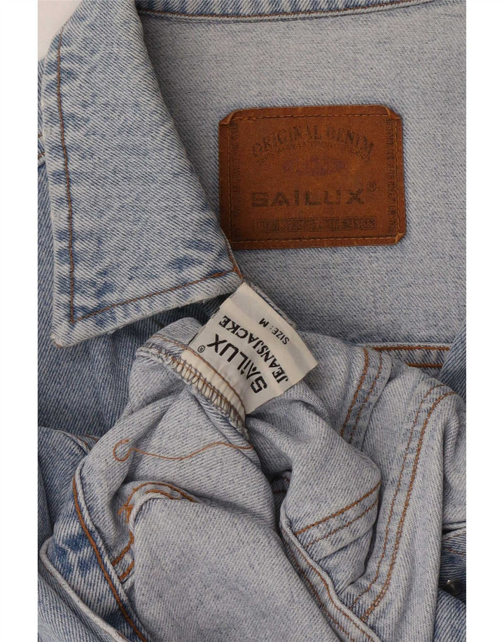 Giacca in denim vintage da donna corta UK 14 cotone blu medio