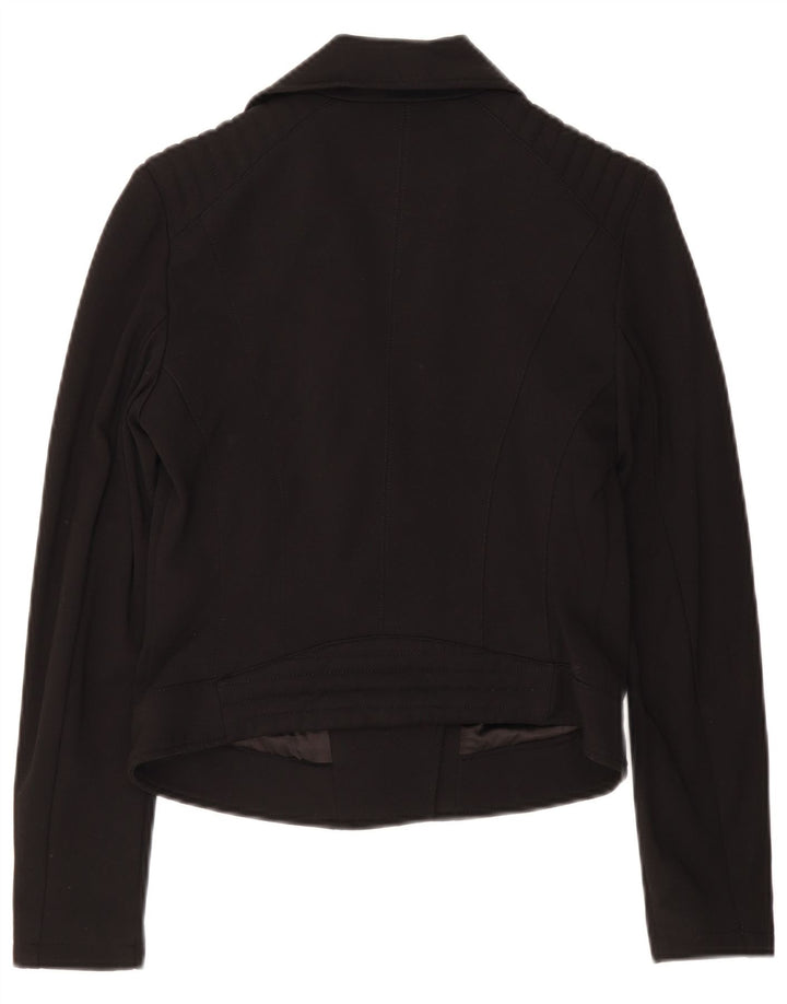 Giacca blazer da donna con zip intera corta Guess UK 8 piccola viscosa nera