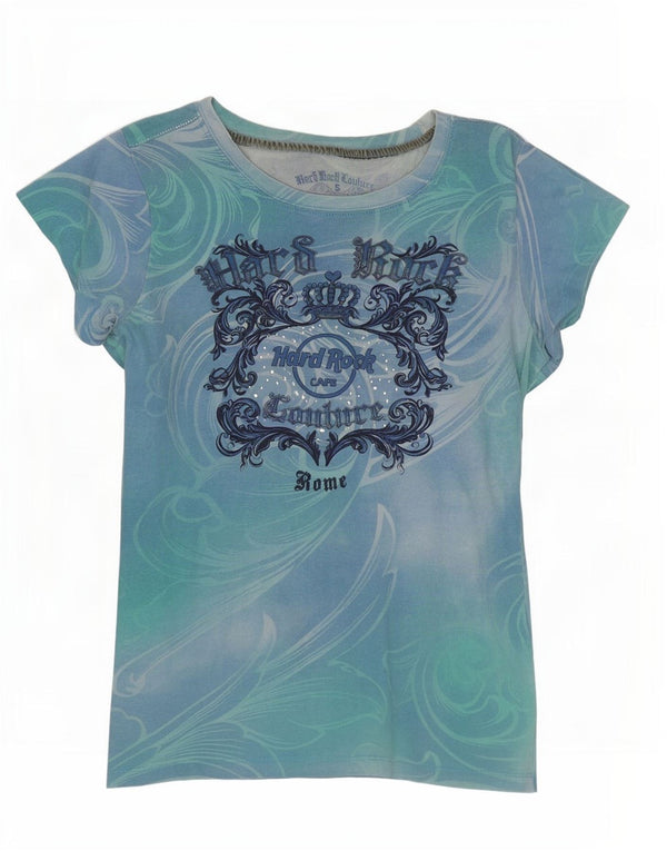 T-shirt grafica da donna Hard Rock Cafe Roma Top UK 8 piccola multicolore