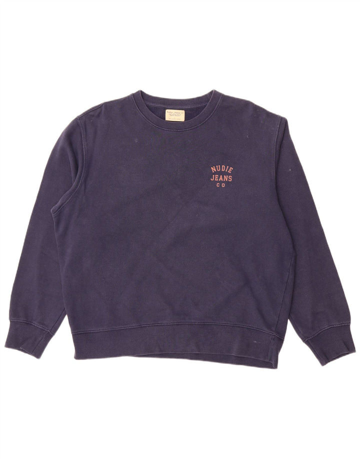 NUDIE JEANS Womens Oversized Sweatshirt Jumper UK 16 Large Navy Blue