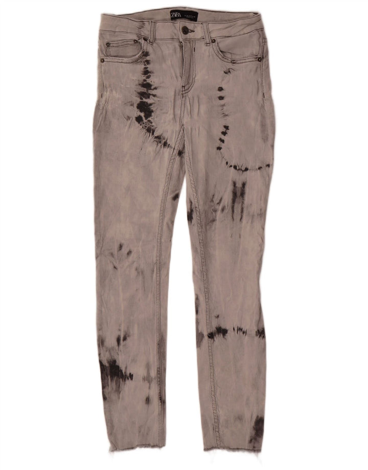 Jeans slim da donna Zara EU 38 Small W28 L27 Grigio Tie Dye