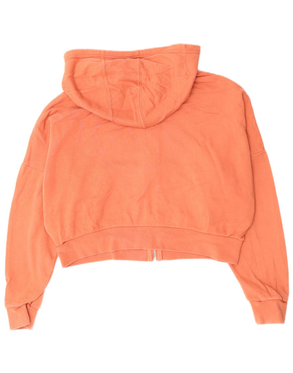Maglione con cappuccio e zip oversize corto da donna ADIDAS UK 10 piccolo cotone arancione