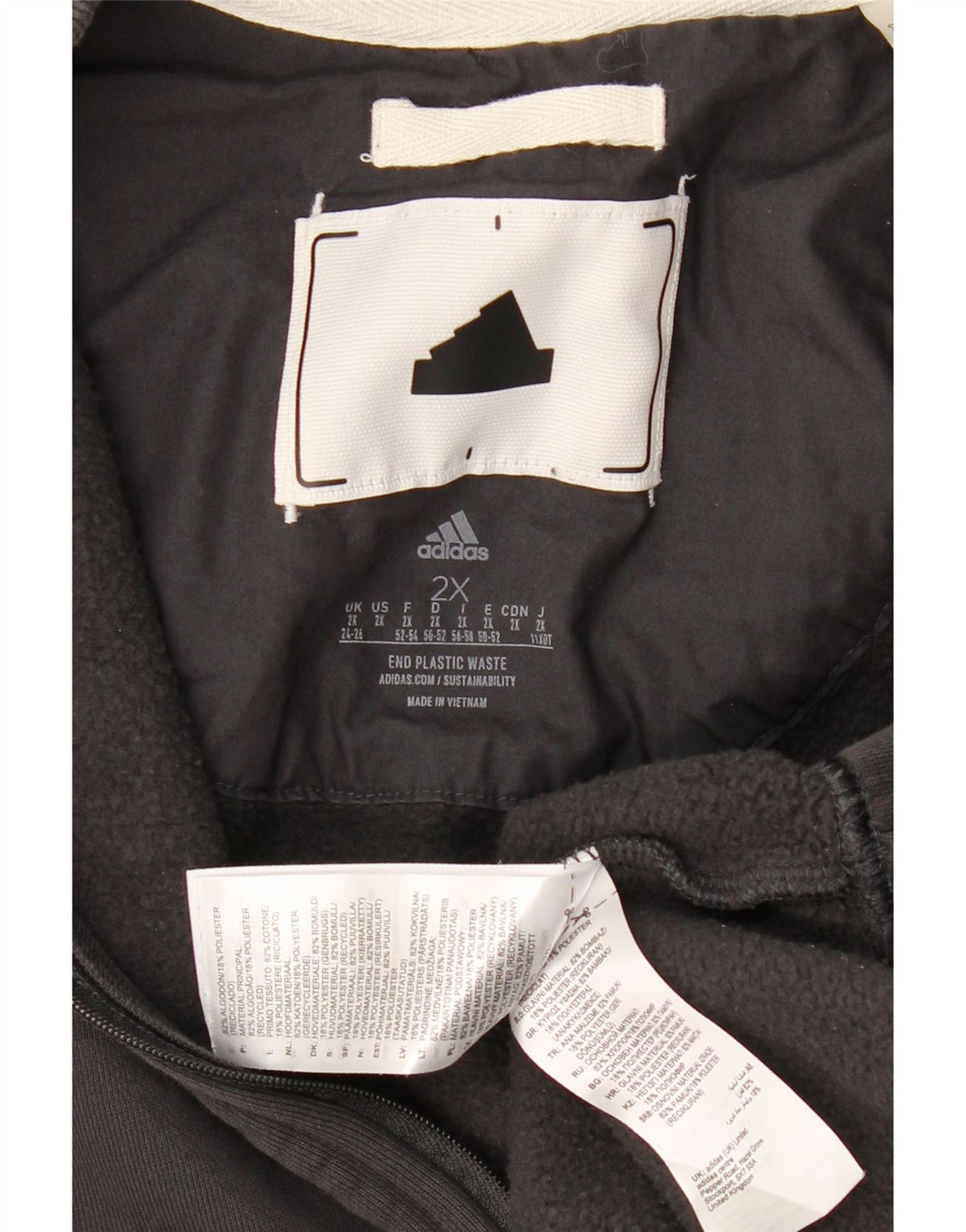 ADIDAS Abito maglione felpa oversize con zip e collo da donna UK 24/26 2XL Grigio