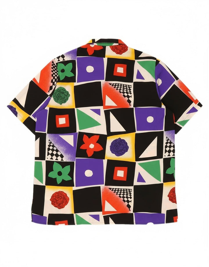 Camicia vintage da uomo con motivo astratto geometrico medio multicolore