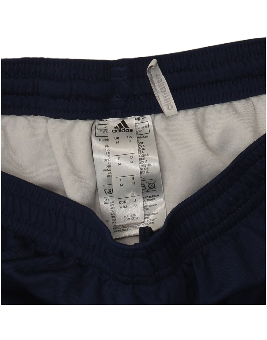 Pantaloncini sportivi Adidas Climalite da uomo medi in poliestere blu navy