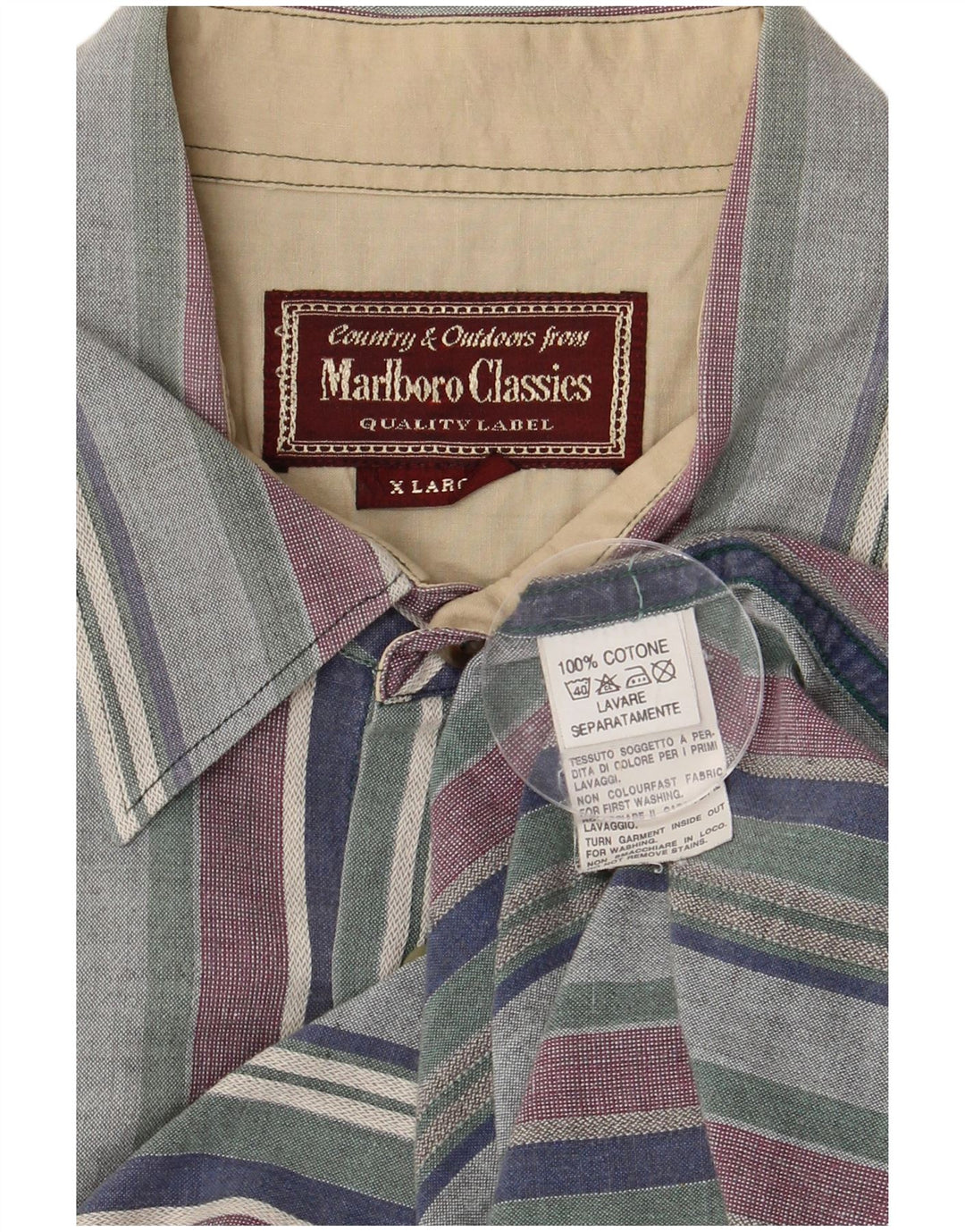 MARLBORO CLASSICS Camicia da uomo XL in cotone a righe multicolore