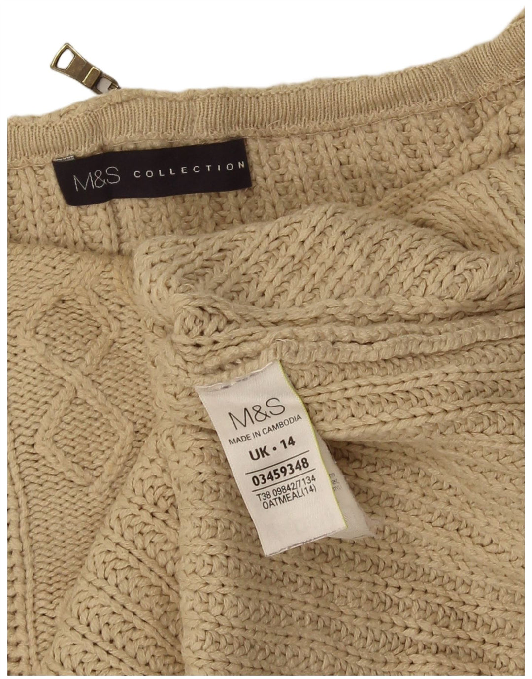 Maglione maglione oversize con scollo a barca da donna Marks & Spencer UK 14 Large Beige