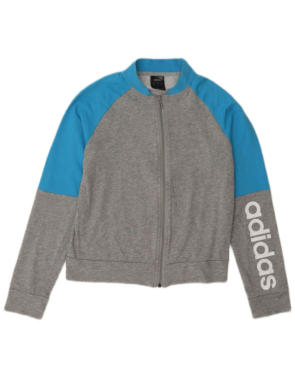 Giacca da ginnastica grafica da donna Adidas UK 8/10 Small Grey Colourblock