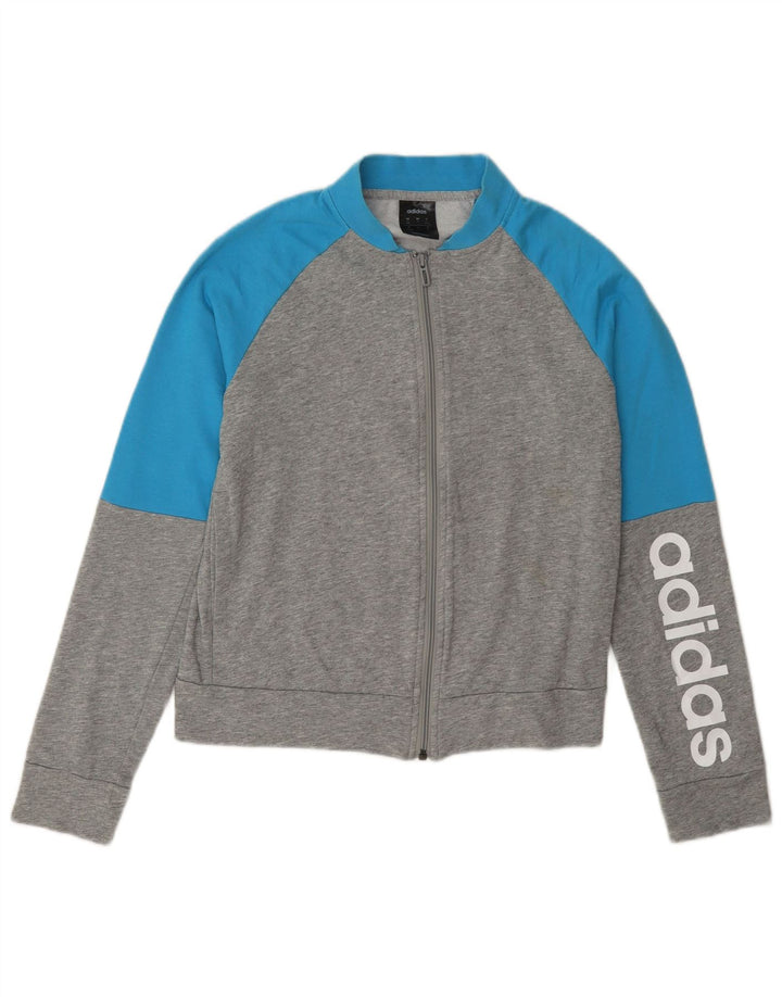 Giacca da ginnastica grafica da donna Adidas UK 8/10 Small Grey Colourblock