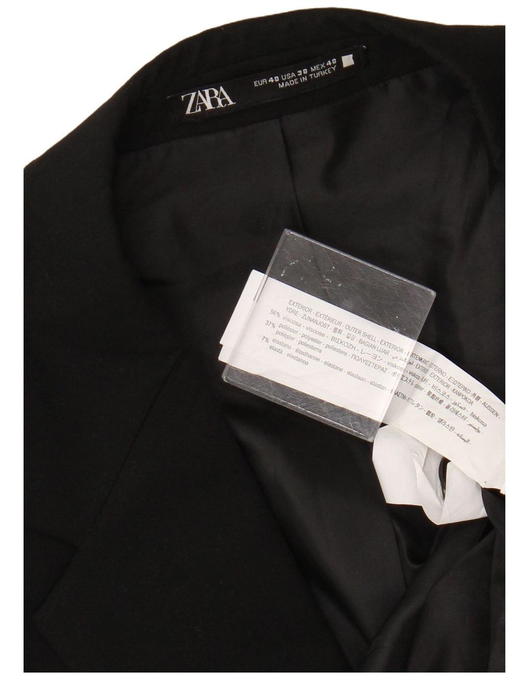 Giacca blazer a 2 bottoni da uomo Zara EU 48 viscosa nera media