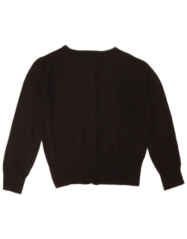 Maglione cardigan corto da donna Marks & Spencer UK 14 grande viscosa nera