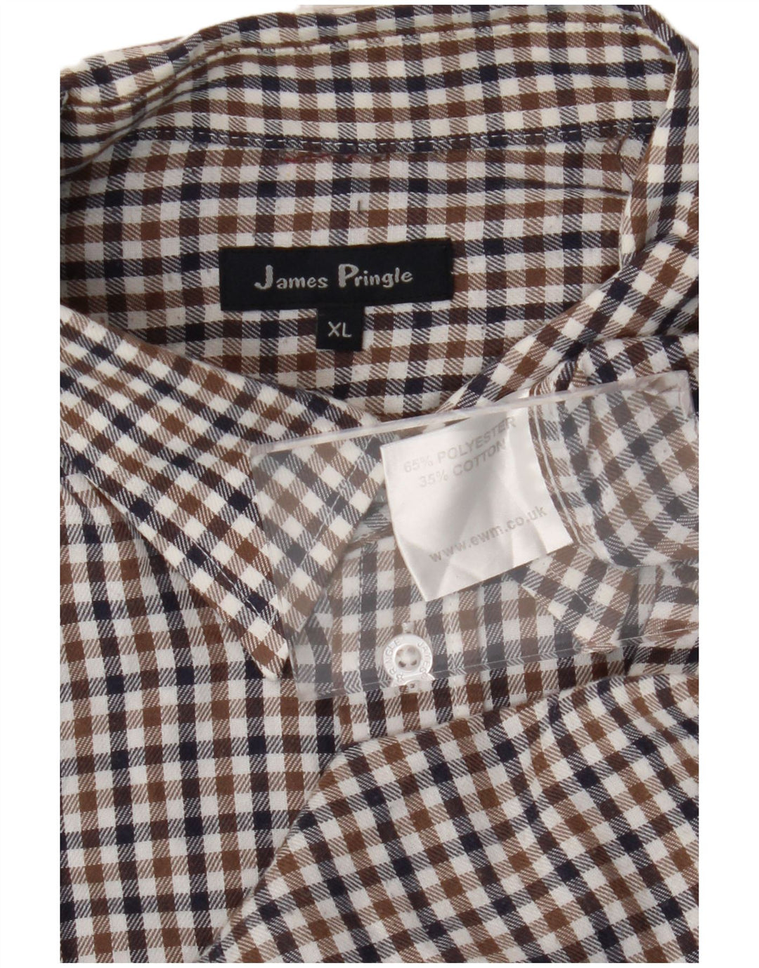 Camicia da uomo James Pringle XL Poliestere a quadri marrone