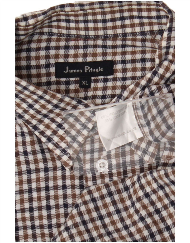 Camicia da uomo James Pringle XL Poliestere a quadri marrone