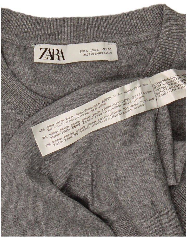Maglione girocollo oversize da donna Zara UK 16 grande grigio screziato