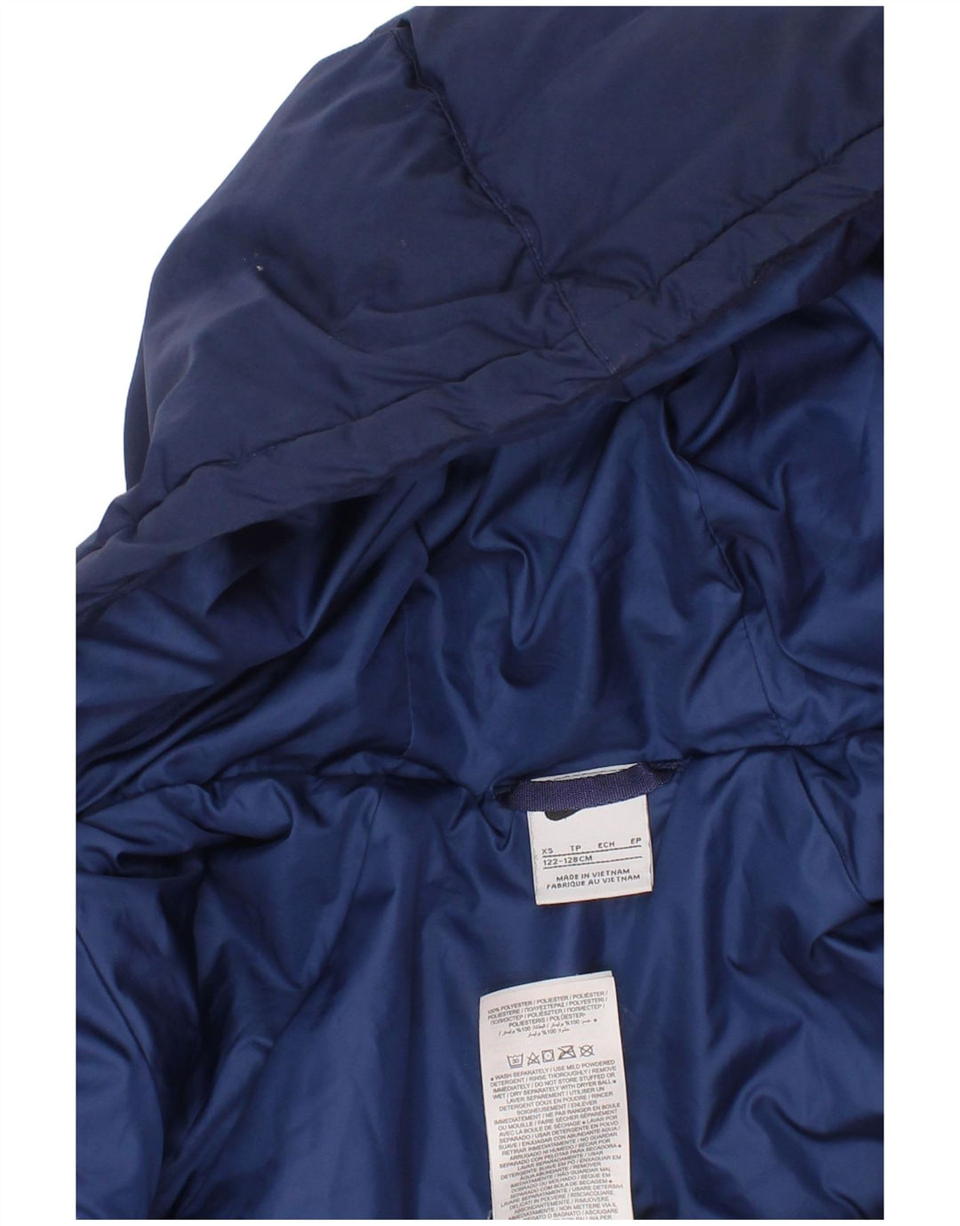 Giacca imbottita con cappuccio Adidas da ragazzo 6-7 anni XS Blu navy Colourblock