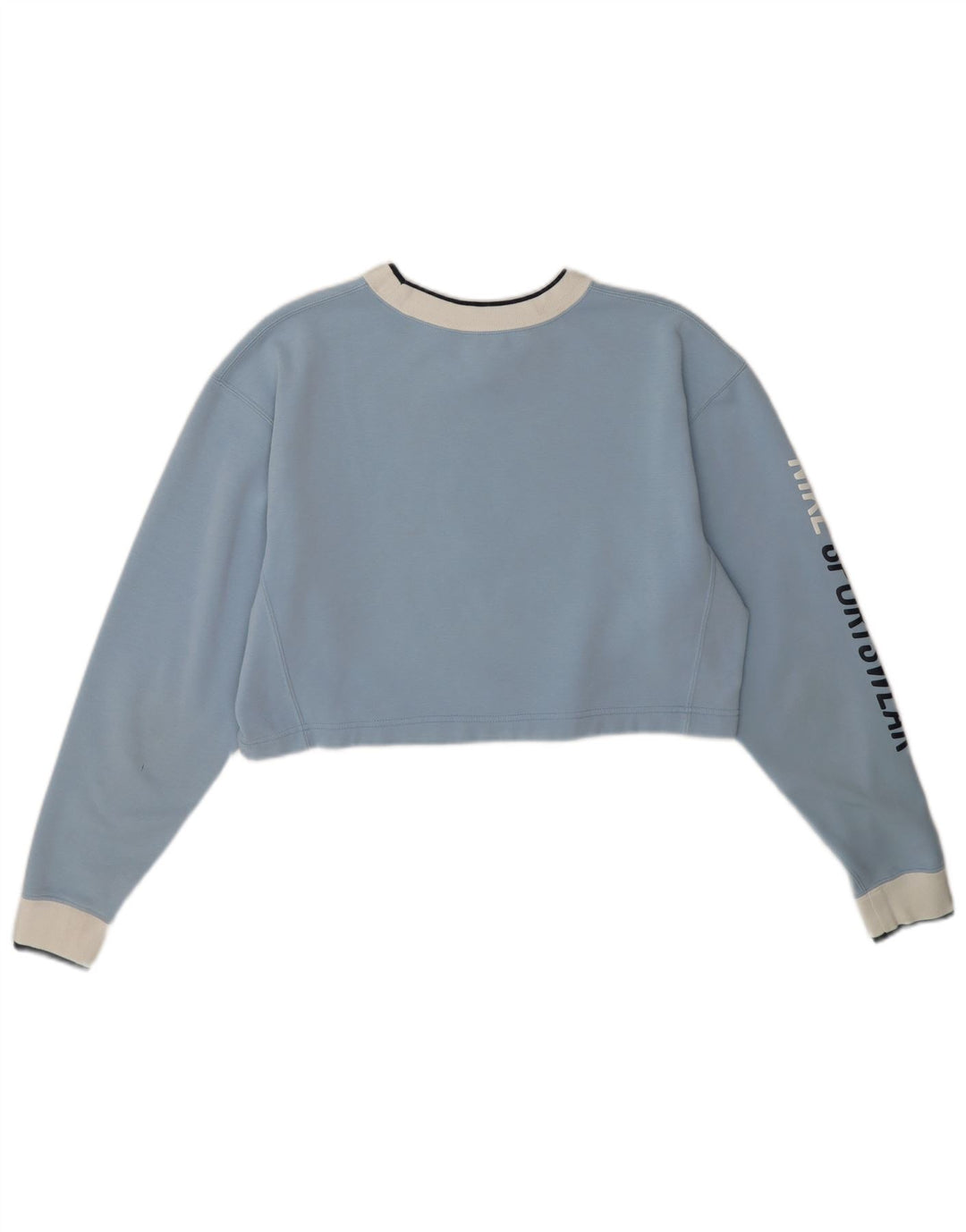 NIKE Womens Oversized Crop Graphic Sweatshirt Jumper UK 10 Small Blue