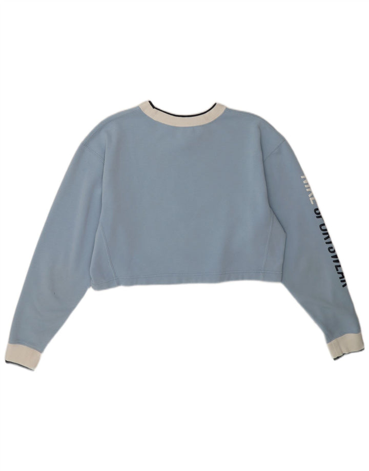 NIKE Womens Oversized Crop Graphic Sweatshirt Jumper UK 10 Small Blue