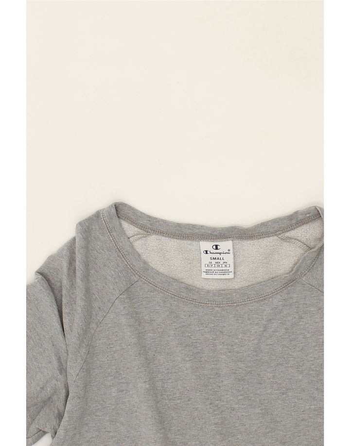 CHAMPION Womens Crop Sweatshirt Jumper UK 10 Small Grey Cotton Vintage Champion and Second-Hand Champion from Messina Hembry 