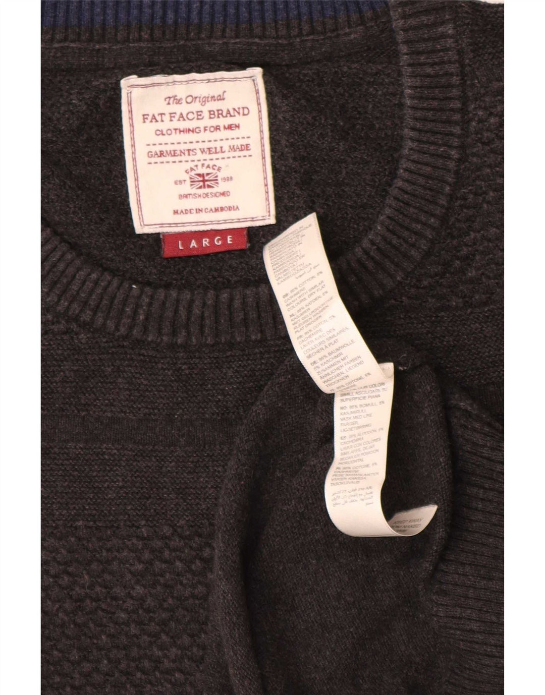 Maglione maglione girocollo da uomo Fat Face grande cotone grigio
