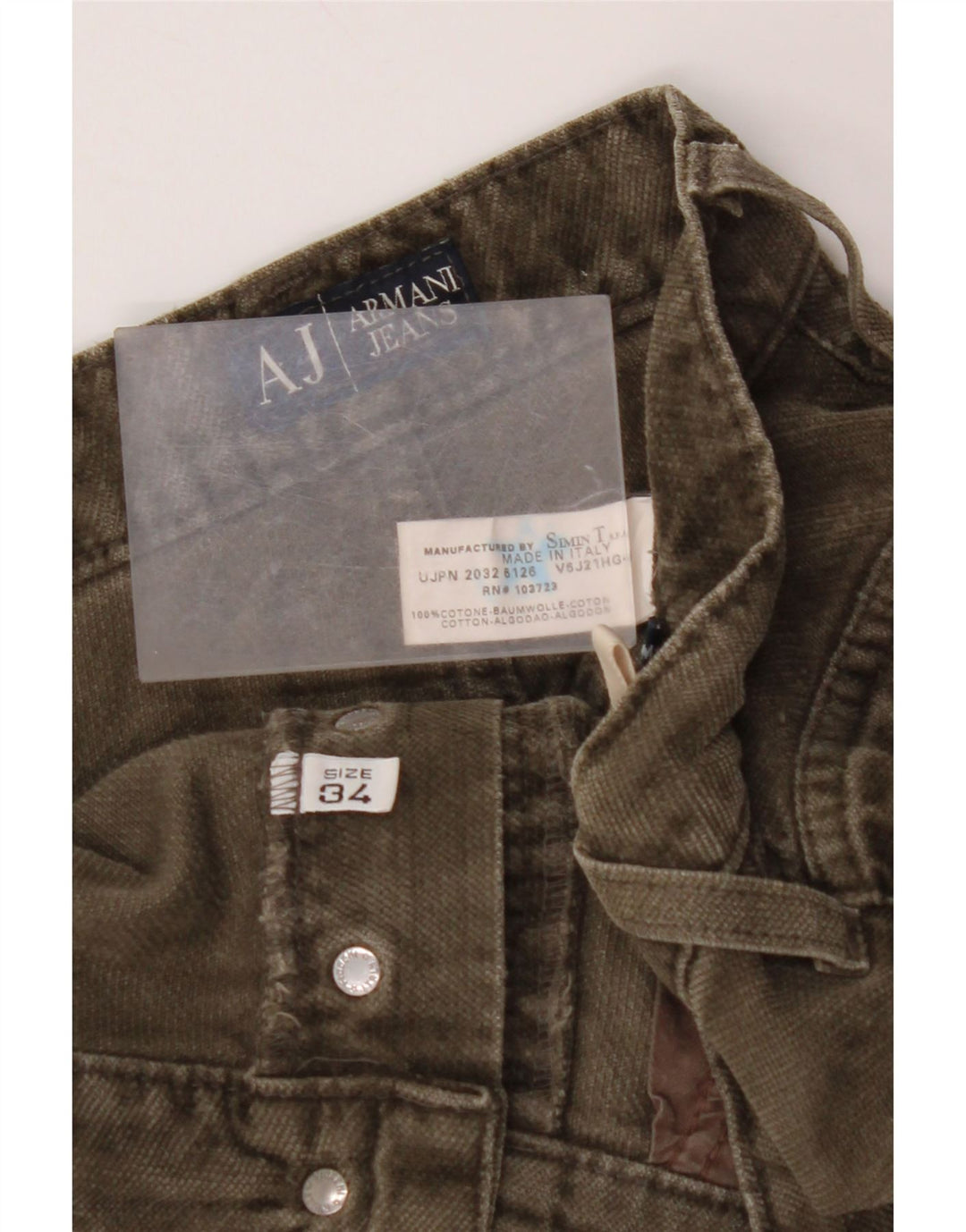 Pantaloni casual dritti da uomo ARMANI W34 L29 cotone kaki