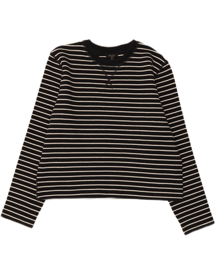 Massimo Dutti Top da donna a maniche lunghe UK 14 Cotone a righe nere medie