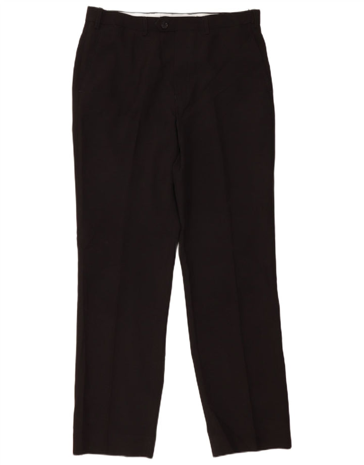 Pantaloni da abito dritti da uomo Marks & Spencer vestibilità regolare W34 L33 neri