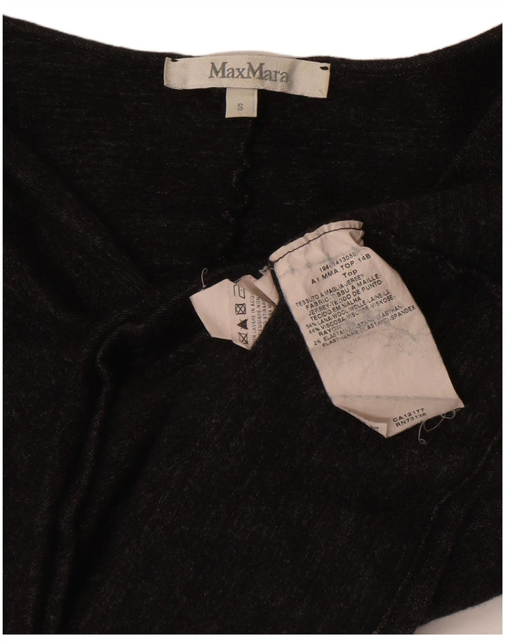 Max Mara Camicetta a maniche lunghe corta da donna Top UK 10 Small Lana grigia