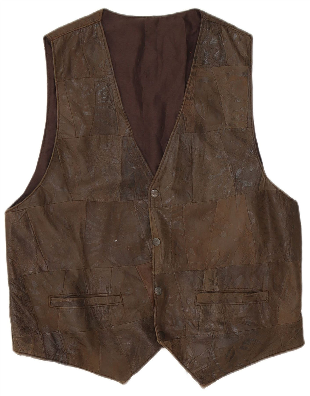 Gilet in pelle da uomo vintage marrone medio