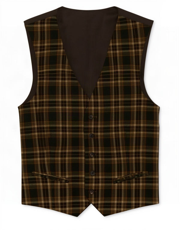 Gilet vintage da uomo IT 48 in lana vergine a quadri verde medio