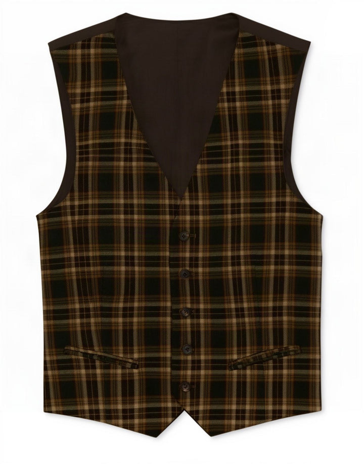 Gilet vintage da uomo IT 48 in lana vergine a quadri verde medio