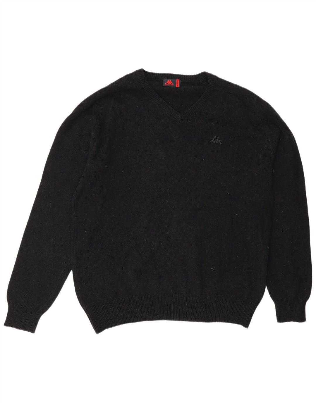 Maglione Kappa da uomo con scollo a V XL in lana nera
