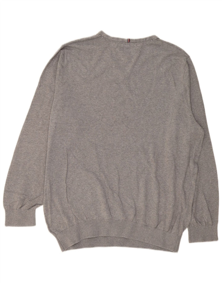 TOMMY HILFIGER Maglione da uomo con scollo a V 2XL cotone grigio
