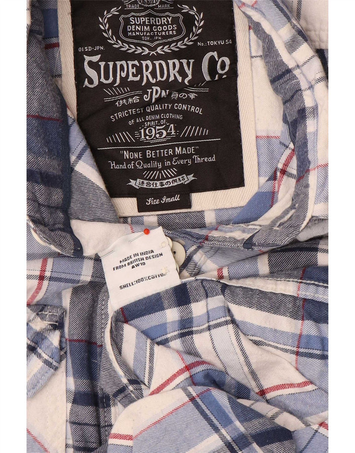 Camicia da uomo in flanella Superdry in cotone scozzese piccolo blu