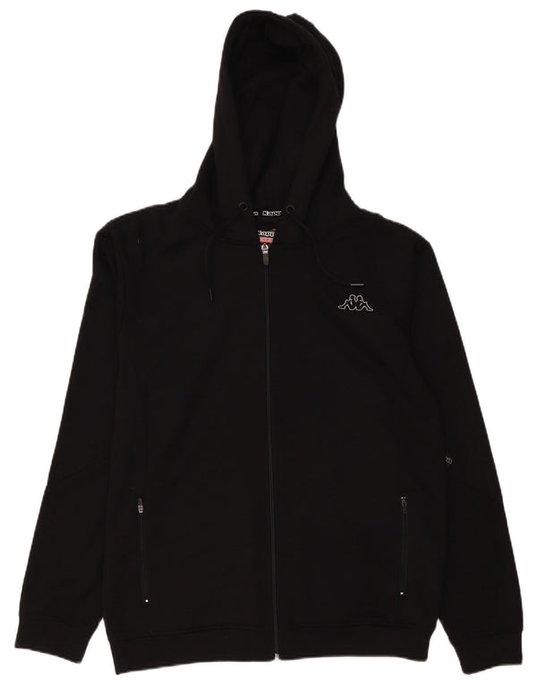 Maglione con cappuccio e zip grafica da uomo Kappa grande nero in poliestere