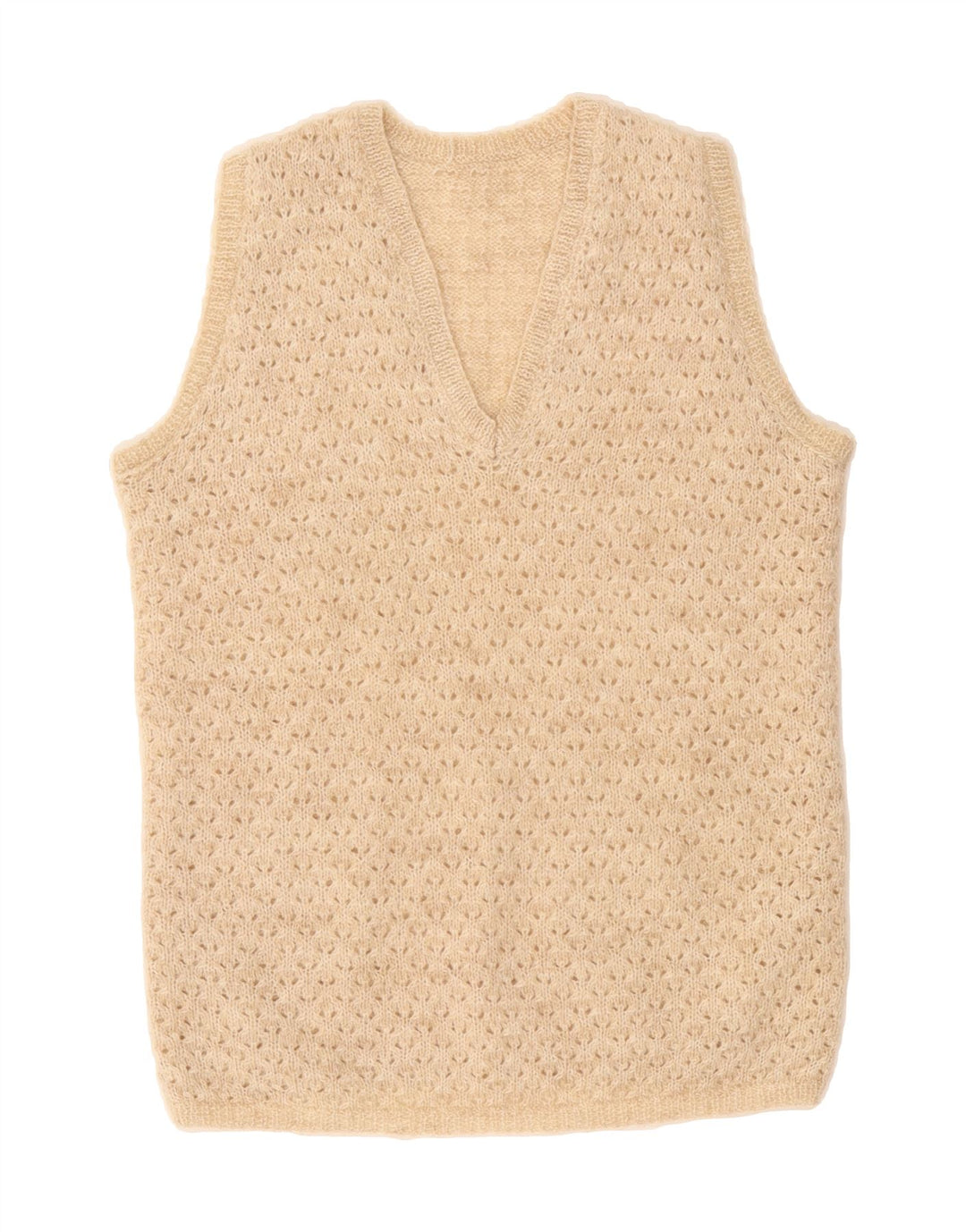 VINTAGE Womens Vest Tank Top UK 12 Medium Beige Vintage Vintage and Second-Hand Vintage from Messina Hembry 
